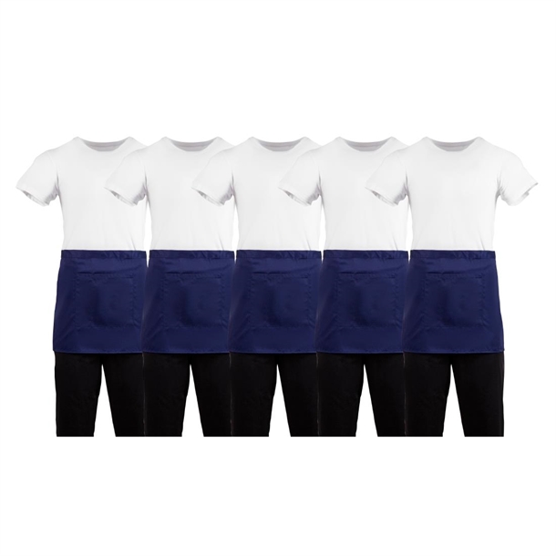 Whites Short Bistro Apron Navy Blue - 750x373mm - BB179 (Pack 5)