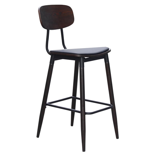 Durafurn Austin Barstool Black PU Vinyl Seat & Wenge Backrest (Pack 2) (Direct)