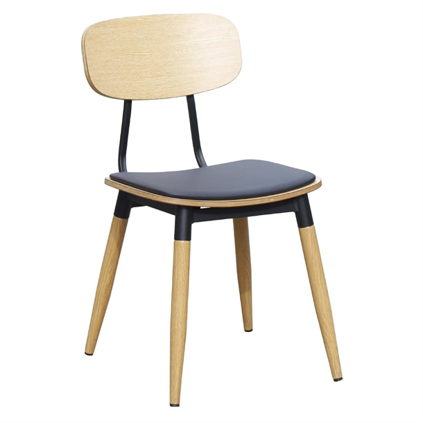 Durafurn Austin Chair Black PU Vinyl Seat & Natural Backrest (Pack 2) (Direct)