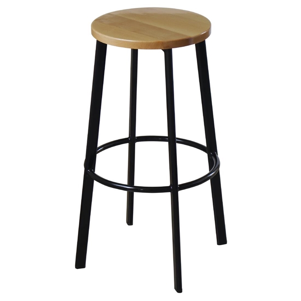 Durafurn Portland 750H Barstool Black Frame/Natural Beech Seat (Pack 2) (Direct)