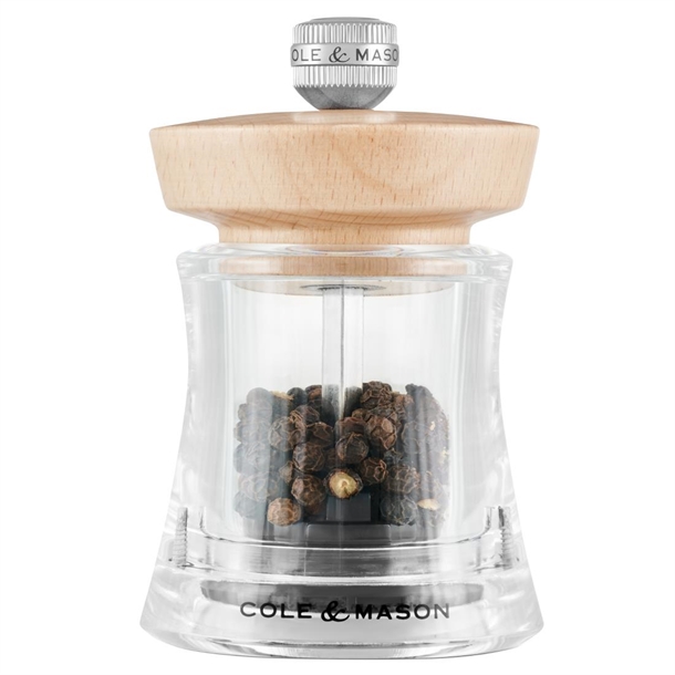 Cole & Mason Holbron Pepper Mill - Natural Beachwood & Acrylic - 95mm
