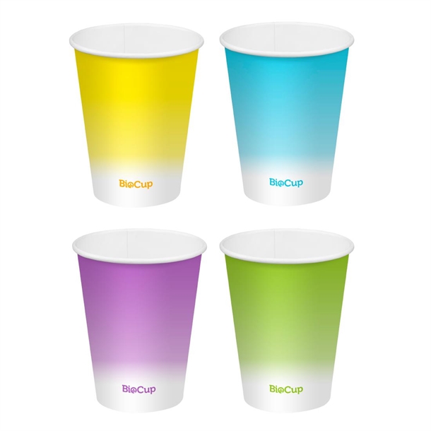 BioPak Cold Paper Biocups Coloured FSC Mix - 390ml 90mm (Box 1000) (B2B)
