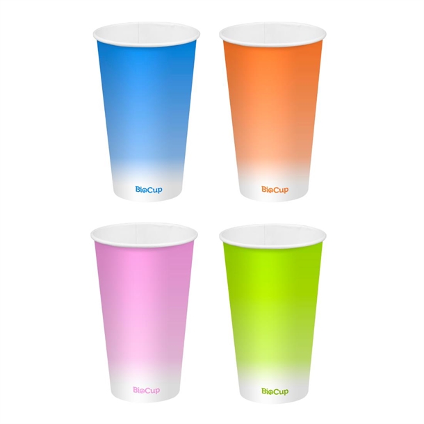 BioPak Cold Paper Biocups Coloured FSC Mix - 500ml 90mm (Box 1000) (B2B)