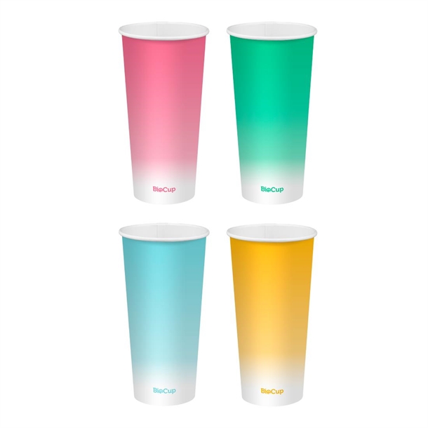 BioPak Cold Paper Biocups Coloured FSC Mix - 650ml 90mm (Box 1000) (B2B)