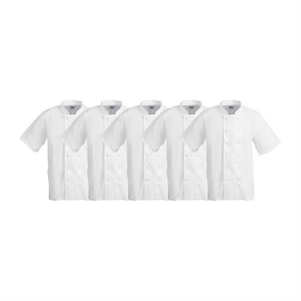 Whites Boston Short Sleeved White Jacket - Size XL (Pack 5)
