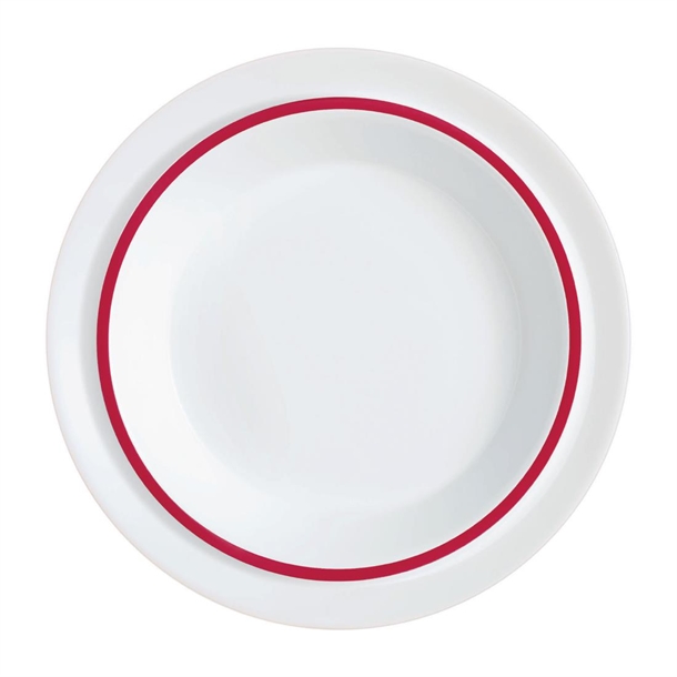 Autonomy Red Border Soup Dish - 230mm (Pack 12) (B2B)