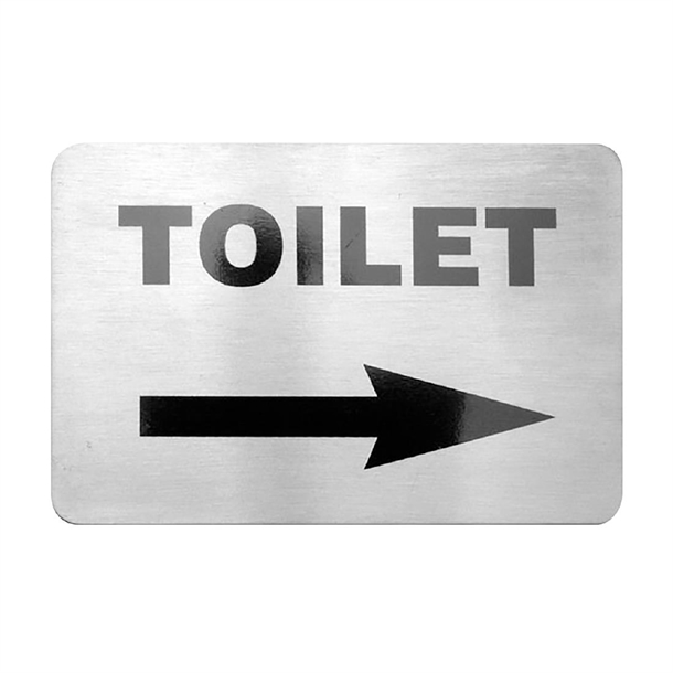Trenton Toilet Wall Sign Right Arrow - Stainless Steel with Adhesive Back (B2B)