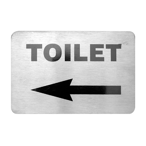 Trenton Toilet Wall Sign Left Arrow - Stainless Steel with Adhesive Back (B2B)