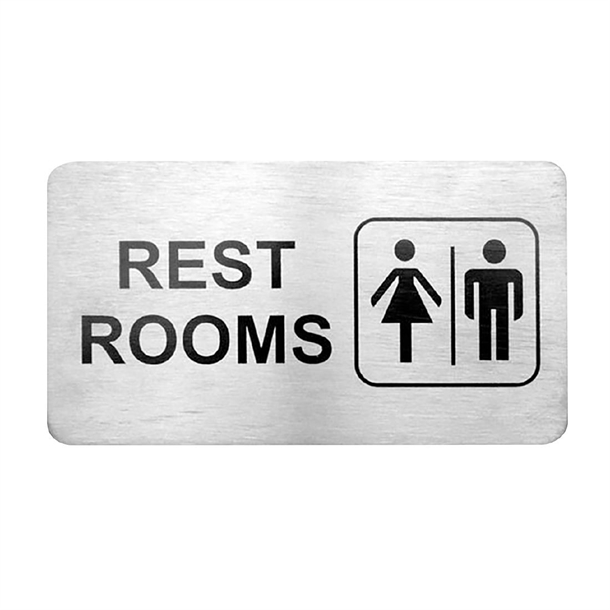Trenton Restrooms Wall Sign - Stainless Steel - 110x60mm (B2B)
