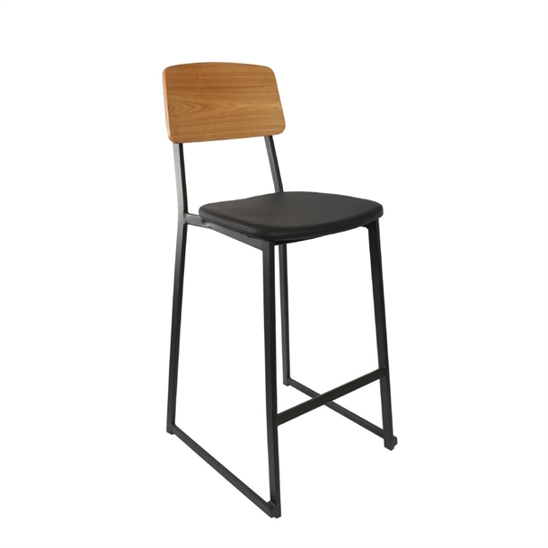 Furnlink Denver Barstool - Black Vinyl & Natural (Pack 2) (Direct)