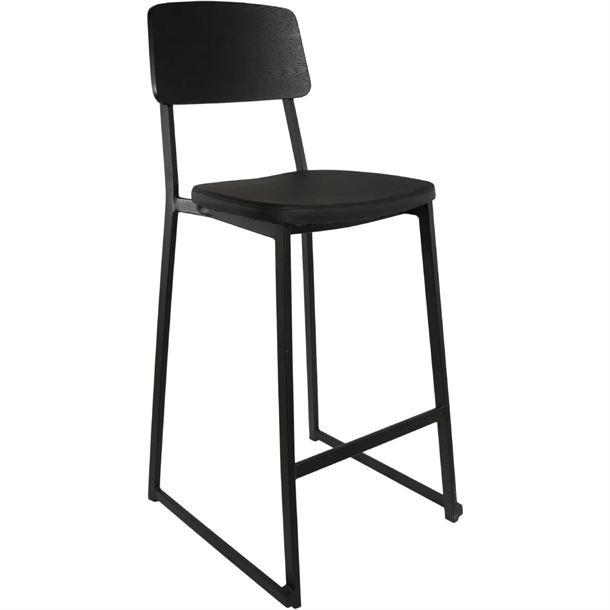 Furnlink Denver Barstool - Black Vinyl & Black Ply (Pack 2) (Direct)