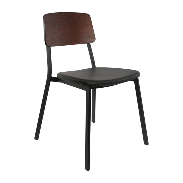 Furnlink Denver Chair - Black Vinyl & Dark Natural (Pack 2) (Direct)