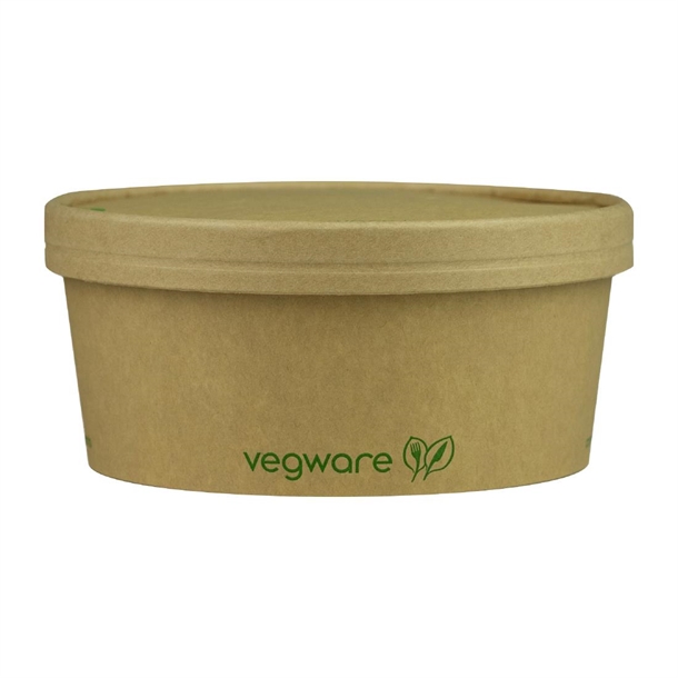 Vegware Round Food Container Kraft 150-Series - 24oz 750ml (Pack 300)