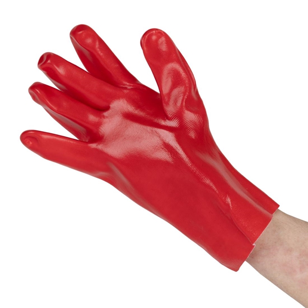 Gauntlet KeepSAFE Red PVC Fully Coated 27cm GLO46 - Size 9 (Pack 12) (Direct)