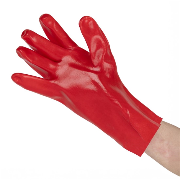 Gauntlet KeepSAFE Red PVC Fully Coated 35cm GLO47 - Size 9 (Pack 12) (Direct)