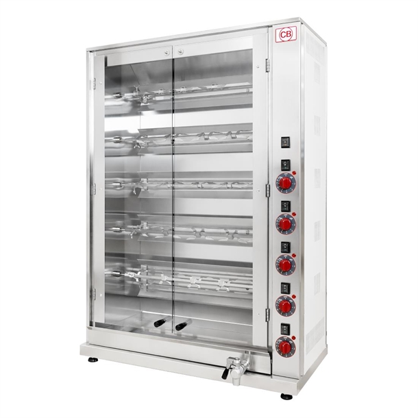 CB E20P-S5 Electric Chicken Rotisserie - 5 Spit 20 Birds (Direct)