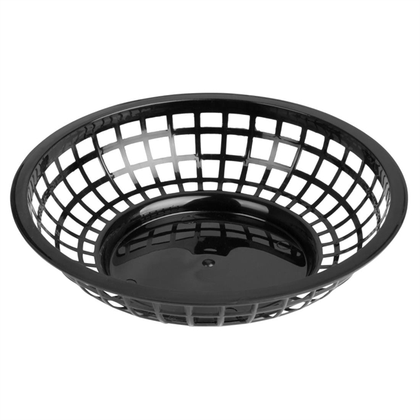 Olympia Kristallon PP Food Basket Round Black - 200x50mm (Pack 6)