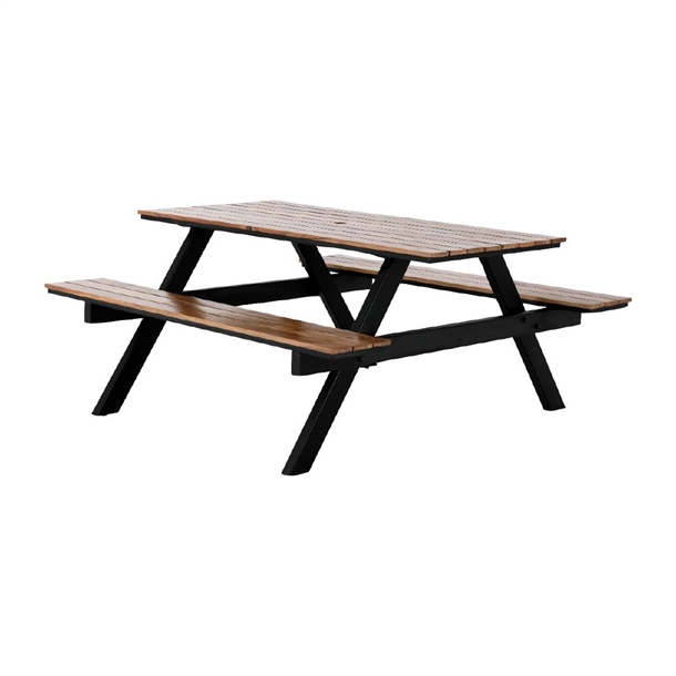 Ensemble table de pique-nique rectangulaire Acacia avec bancs Bolero