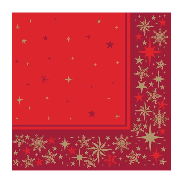 Swantex Lunch Napkin Merry & Bright Red 33x33cm 2ply 1/4 Fold (Pack 1000)