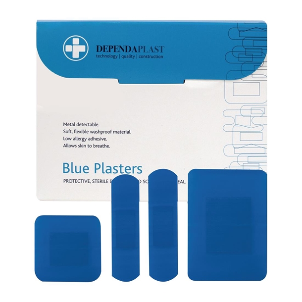 Dependaplast Blue Food Area Plasters Assorted (Pack 100)