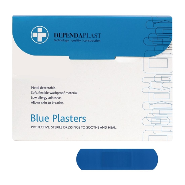 Dependaplast Blue Food Area Plasters - 7.5x2.5cm (Pack 100)