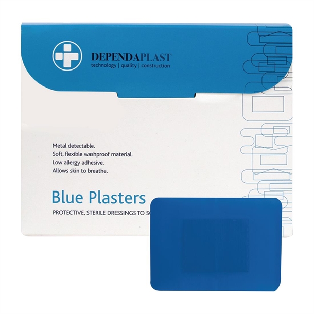 Dependaplast Blue Food Area Plasters - 7.5x5cm (Pack 50)