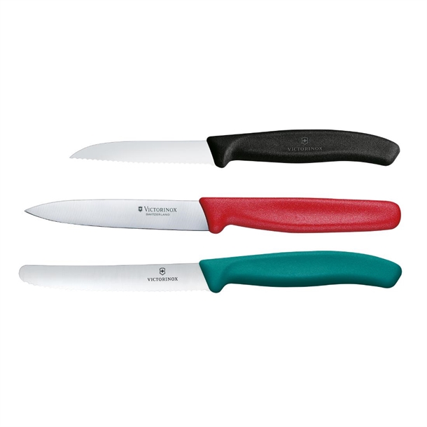 Victorinox Swiss Classic Paring Knife Set Black Red Green (Pack 3)