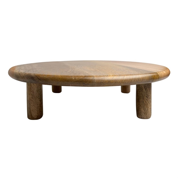 Olympia Mango Wood Round Display Stand with Legs - 300x80mm FSC 100%