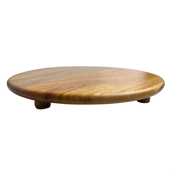 Olympia Mango Wood Round Display Stand with Legs - 300x40mm FSC 100%