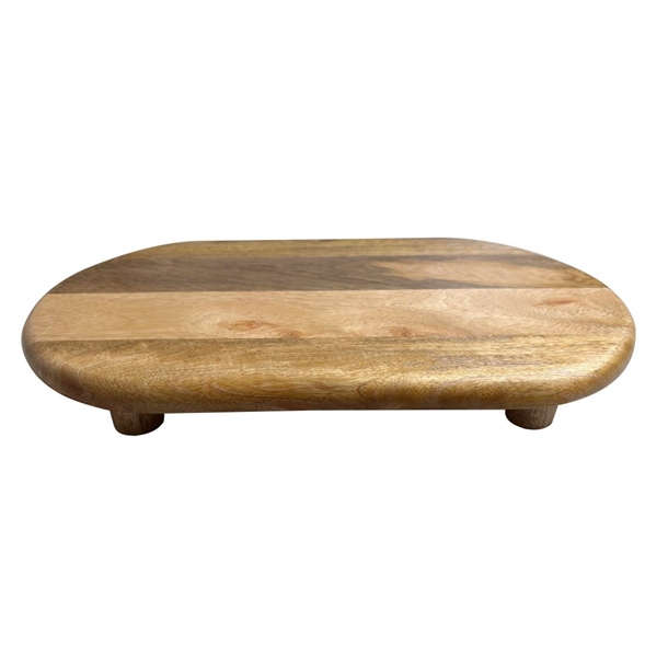 Olympia Mango Wood Rounded Rectangular Display Stand with Legs - 350x220x35mm
