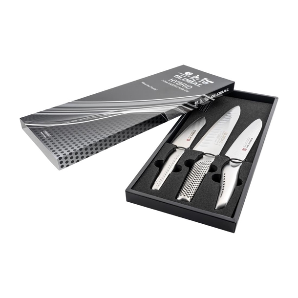 Global Chefs Knife & Santoku Knife Set (Pack 3)