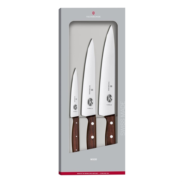 Victorinox Wood Chefs Set - 12cm 19cm & 22cm Chefs Knife (3 Piece)