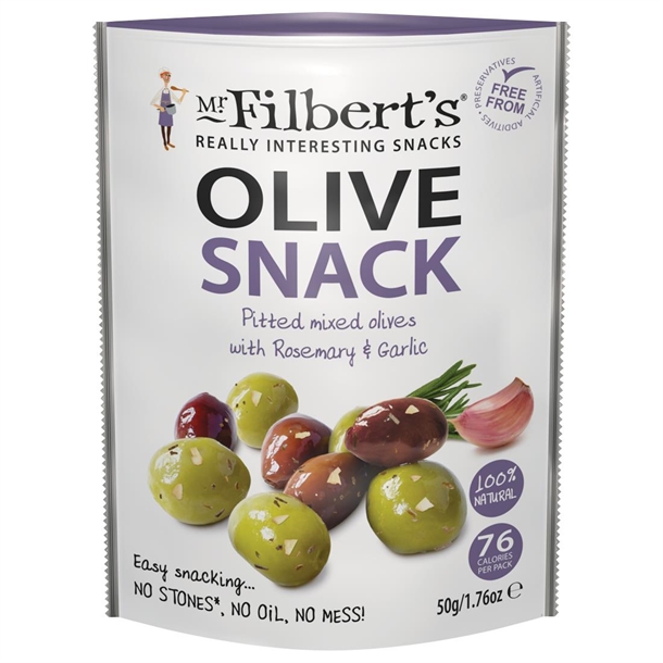 Mr Filberts Grab and Go Rosemary & Garlic Olives (12 x 50g)