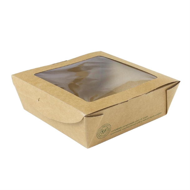 Vegware Saled Box With Window Kraft Medium - 650ml (Pack 300)