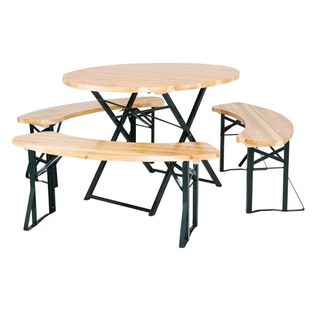 Bolero Round German Beer Bench & Table Set - 1670x460x750mm