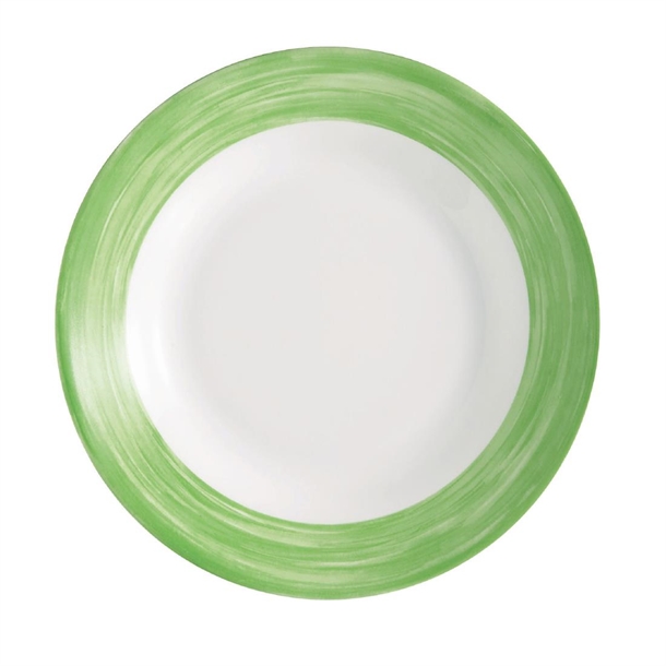 Arc Brush Green Soup Plate - 225mm (Pack 12) (B2B)