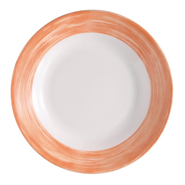 Arc Brush Orange Soup Plate - 225mm (Pack 12) (B2B)