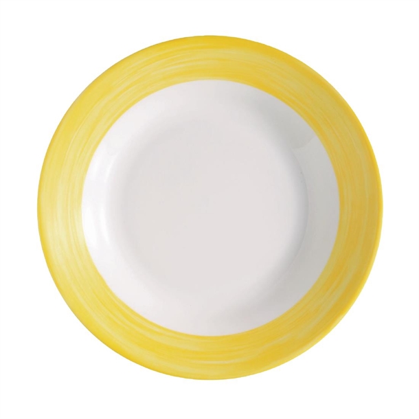 Arc Brush Yellow Soup Plate - 225mm (Pack 12) (B2B)