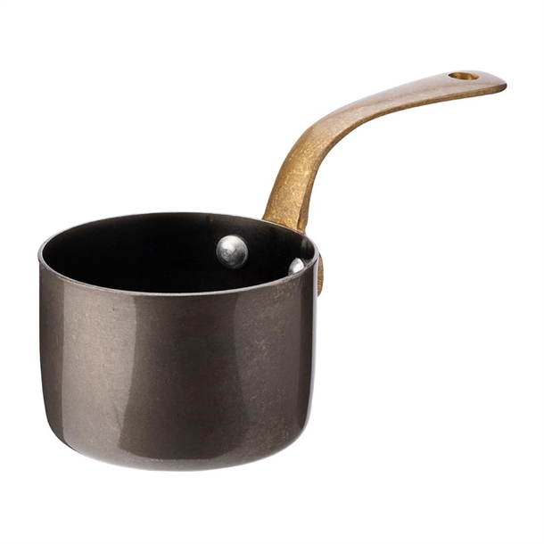 Utopia Black Vintage Steel Mini Sauce Pan - 70mm (Pack 6) (B2B)