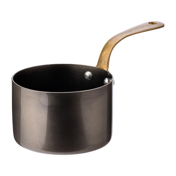Utopia Black Vintage Steel Mini Sauce Pan - 90mm (Pack 6) (B2B)