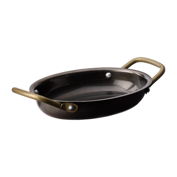 Utopia Black Vintage Steel Oval Dish - 165x125mm (Pack 6) (B2B)