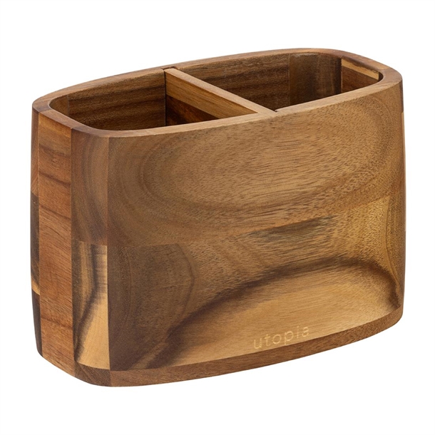 Utopia Acacia 2 Compartment Table Caddy (Pack 2) (B2B)