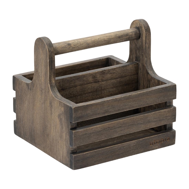 Utopia Small Rustic Wooden Table Caddy (Pack 2) (B2B)
