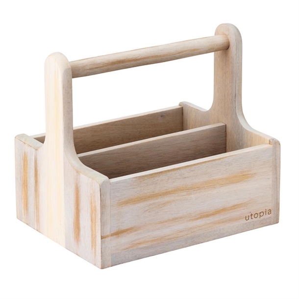 Utopia Medium White Wooden Table Caddy (Pack 2) (B2B)