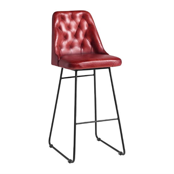 Harland Leather Bar Stool Vintage Red (B2B)