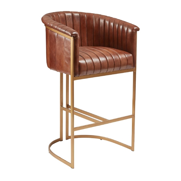 Nolan Barstool Genuine Pecan Brown Leather (B2B)