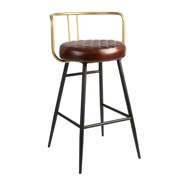 Aulenti Bar Height Cocktail Stool Genuine Claret Red Leather (Direct)