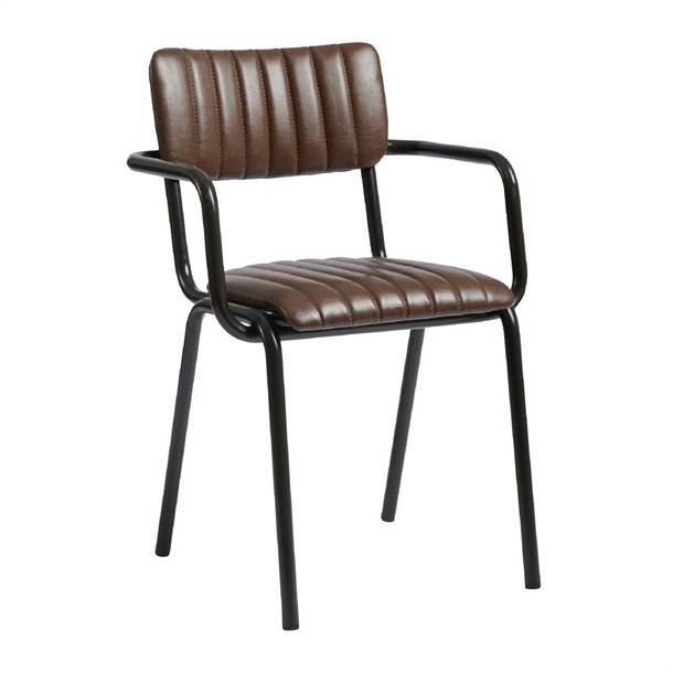 Tavo Stacking Arm Chair Ribbed Lascari Vintage Brown (B2B)