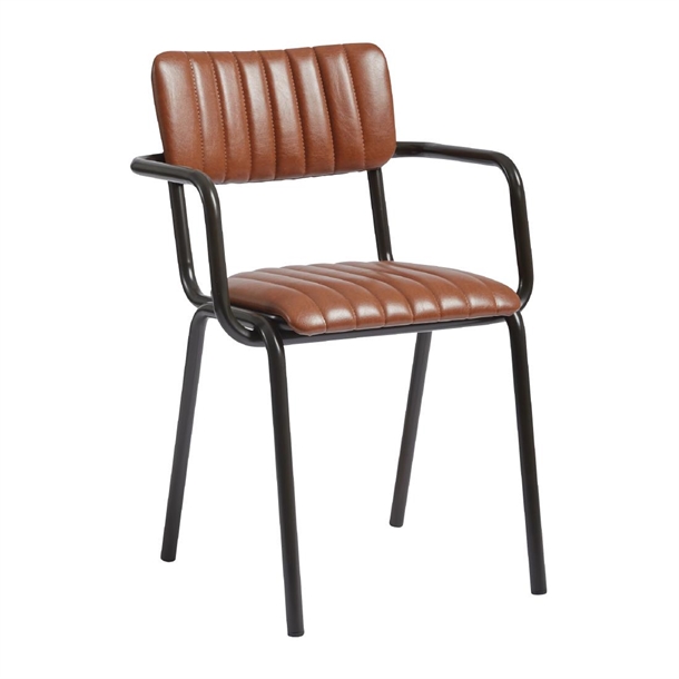 Tavo Stacking Arm Chair Ribbed Lascari Vintage Tan (B2B)