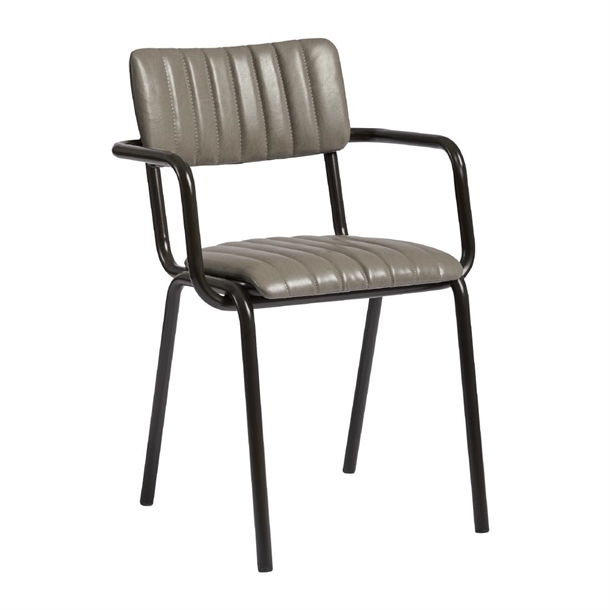 Tavo Stacking Arm Chair Ribbed Lascari Vintage Dark Grey (B2B)